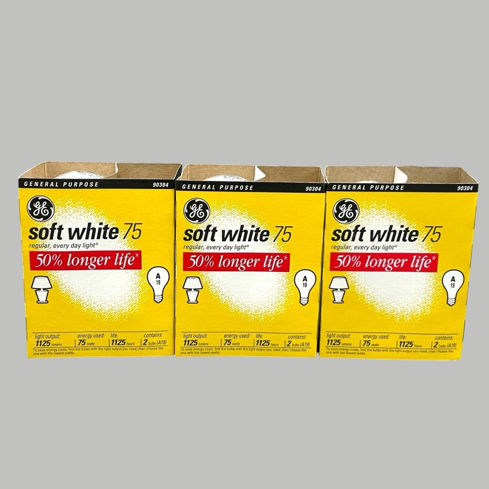 GE Soft White 75W Light Bulbs - NEW